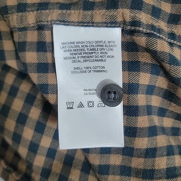 Columbia Men’s Flannel Shirt Medium Brown Navy Plaid Long Sleeve Button Up Soft - Picture 8 of 8
